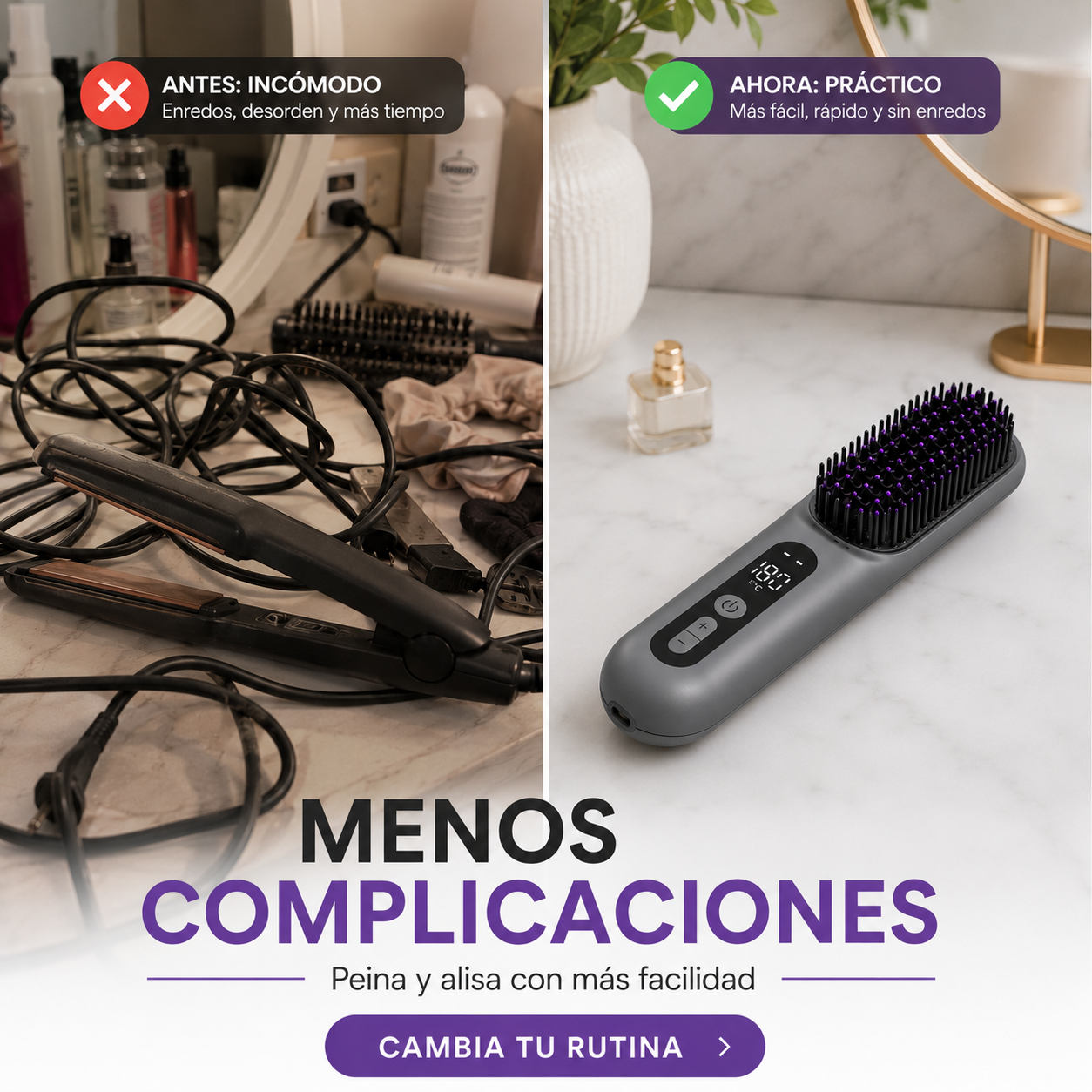 Sleeky™ | Cepillo Alisador 2 en 1