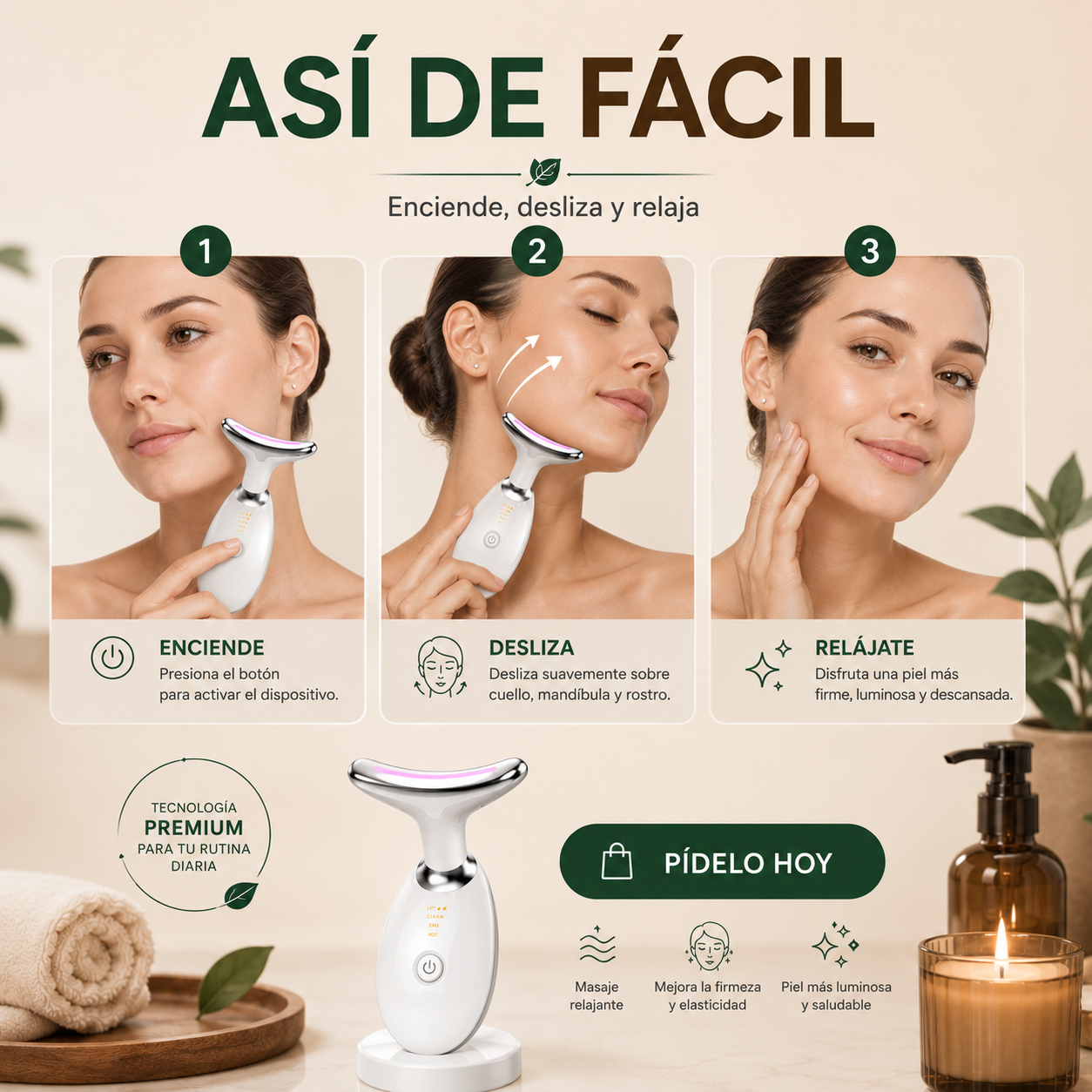 AuraZen™ | Masajeador facial y reafirmante cuello