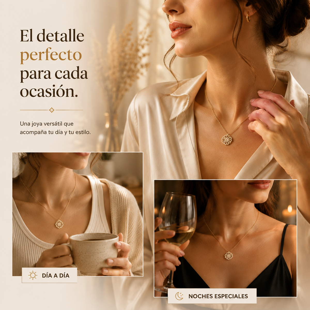 ÉLORA® | Collar Trebol Corazon Extendible