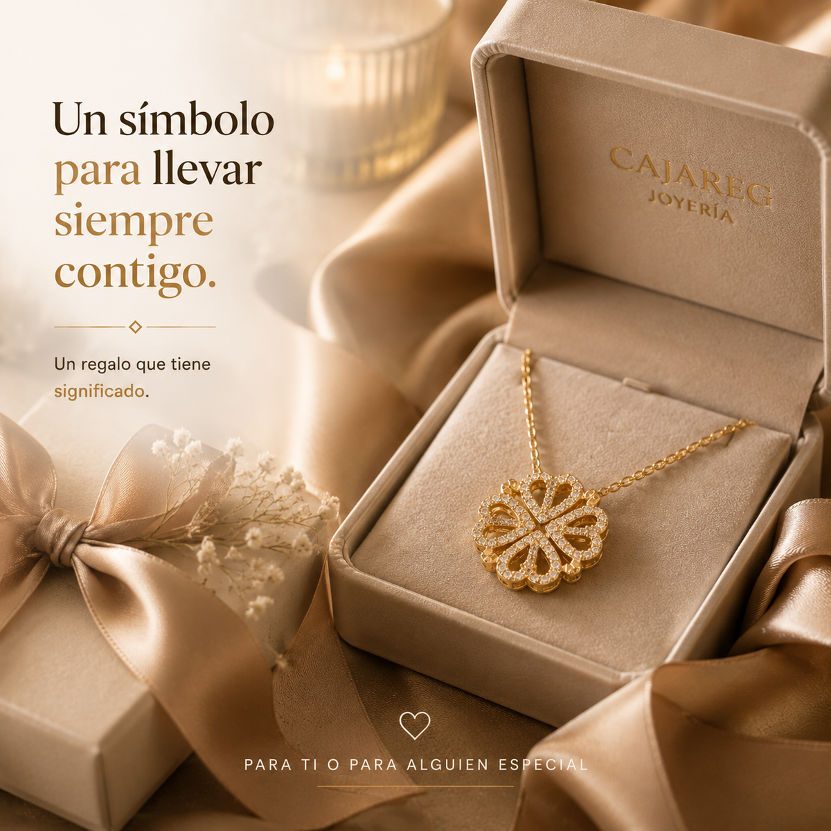 ÉLORA® | Collar Trebol Corazon Extendible
