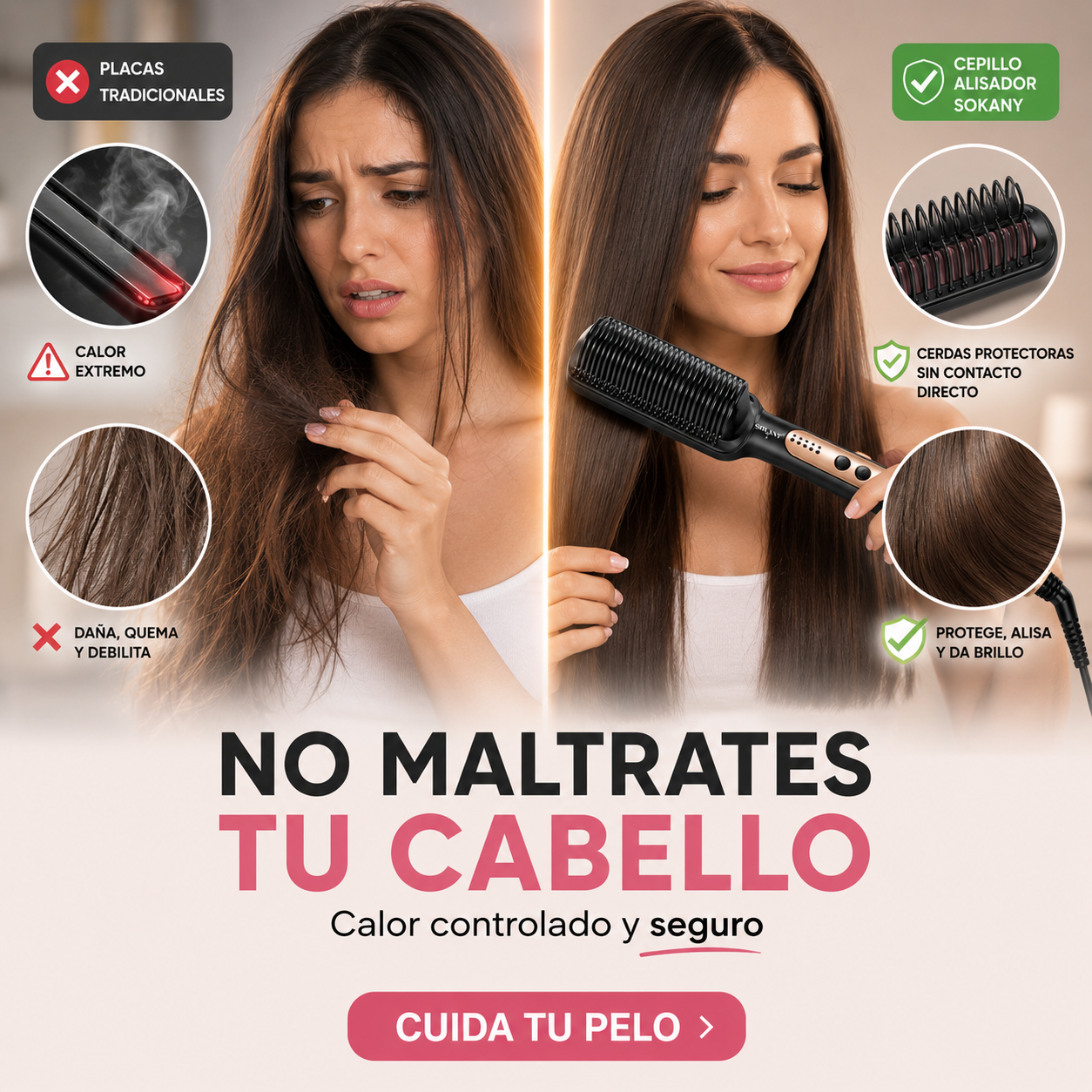 Veloura™| Cepillo Alisador Profesional