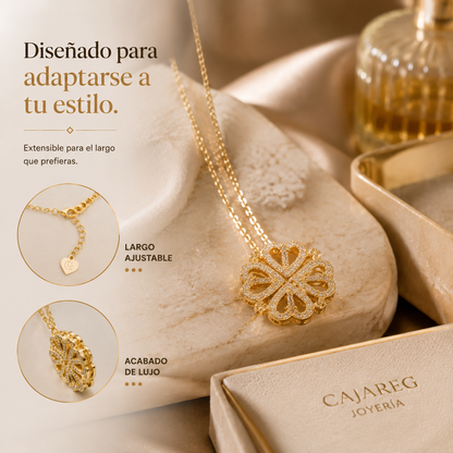 ÉLORA® | Collar Trebol Corazon Extendible
