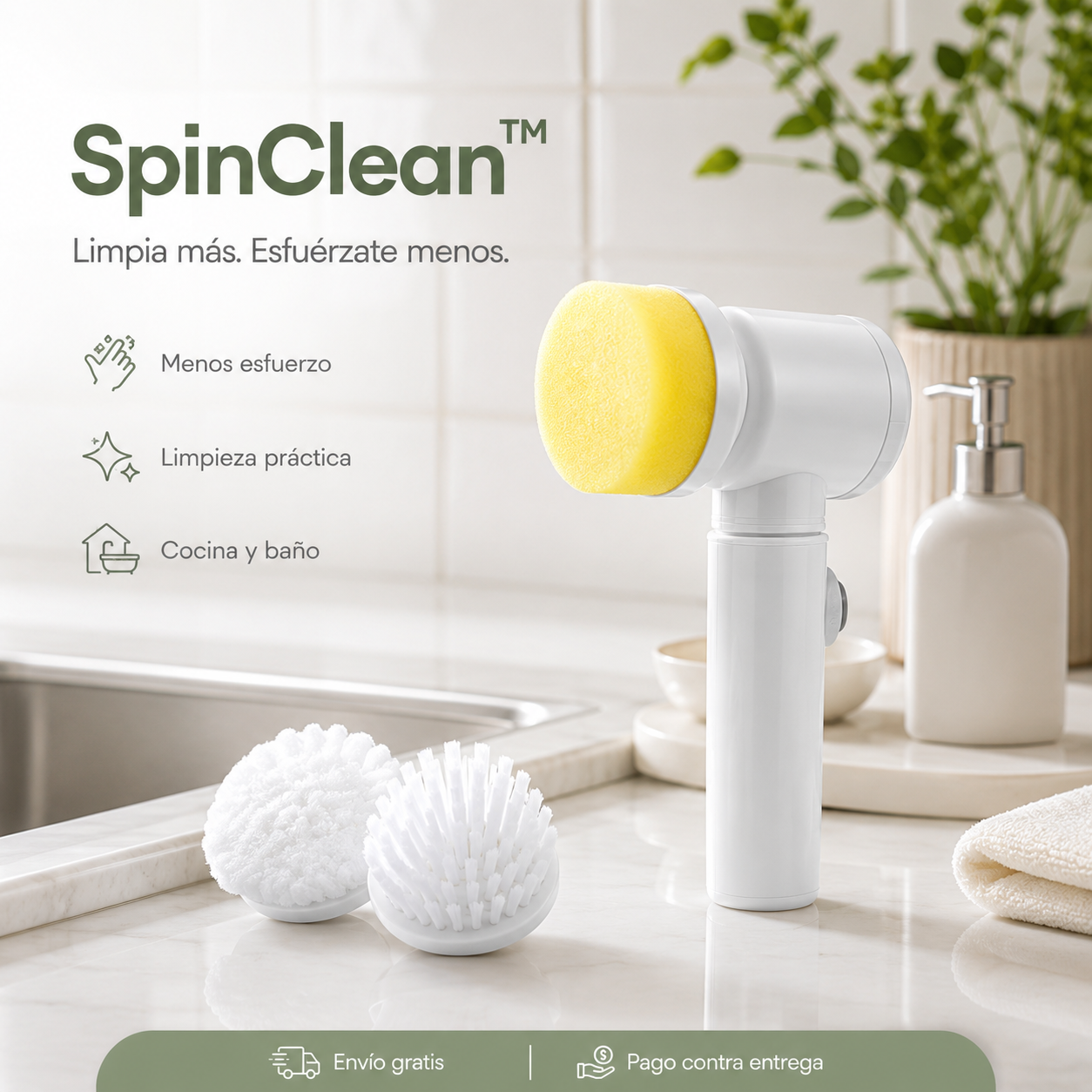 SpinClean™ | Cepillo Eléctrico de Limpieza 3 en 1