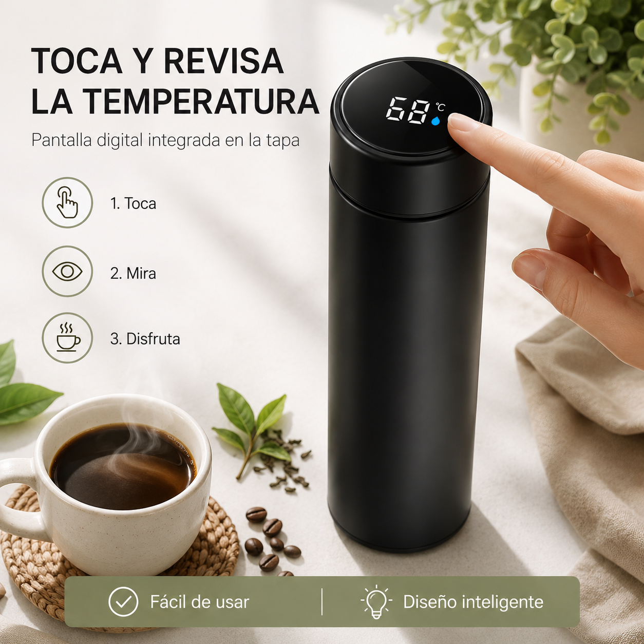 ThermIQ™ | Taza Inteligente con Indicador de Temperatura